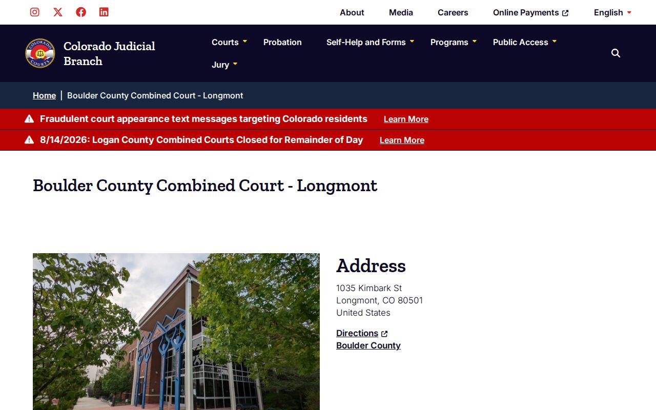 Longmont Boulder County court docket location