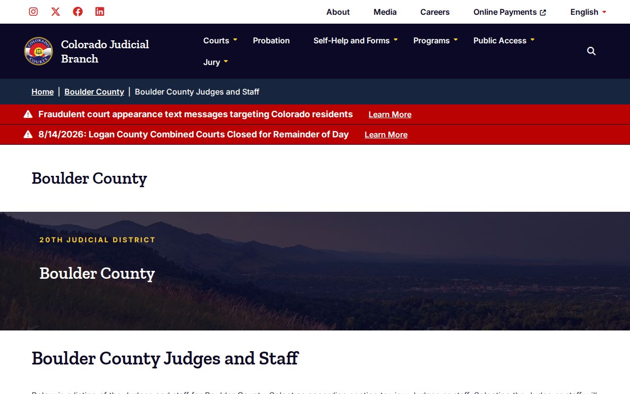 Boulder County court docket divisions and staff