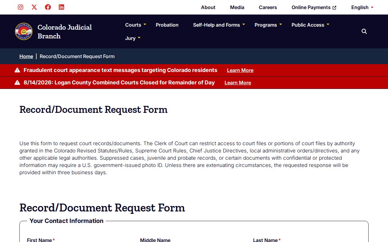 Boulder County court record request form