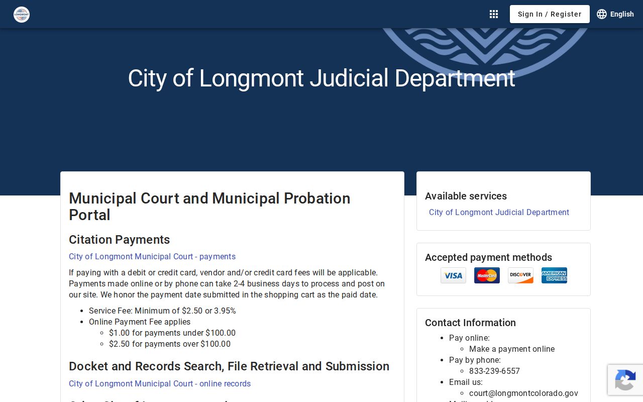 Boulder County traffic ticket payment portal for Longmont municipal cases